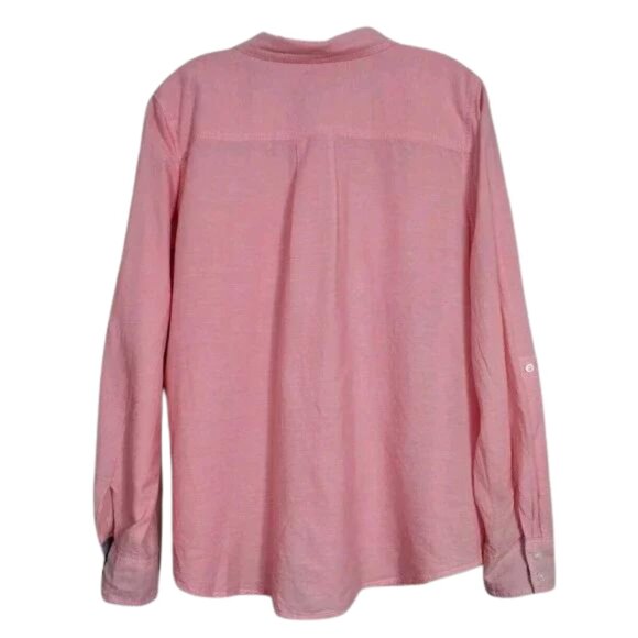Women’s Pink Shirt Size XL St. John's Bay Button Up 100% Cotton Pocket Front - Picture 3 of 9